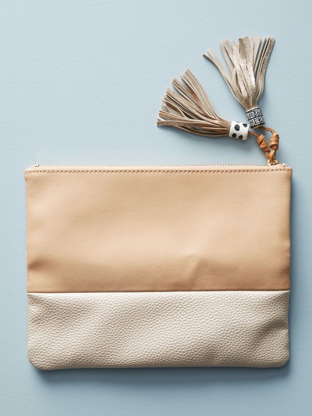 ANTHROPOLOGIE Foothills Beige Clutch Pouch